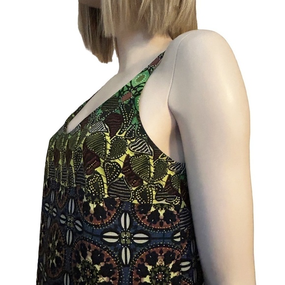 Topshop Shift Slip Dress Mini Cathedral Stain Glass Multi Print High Low NWOT - Picture 9 of 13